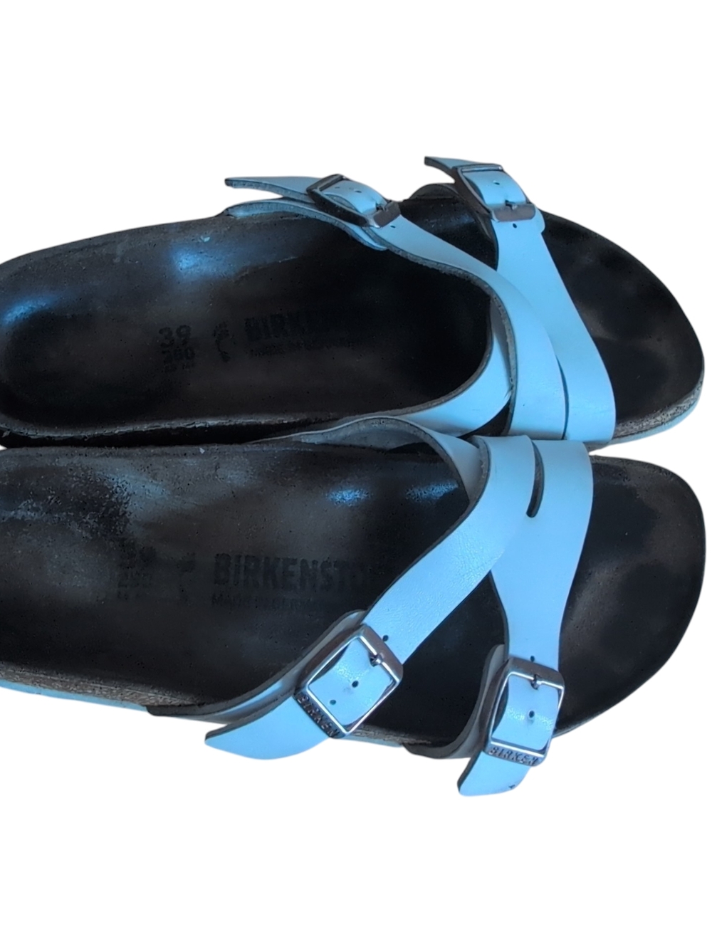 Birkenstock Women’s Light Blue Buckle Slide Sandals Size 39